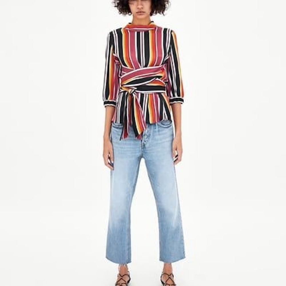 Striped Multicolor Wrap Top-Zara